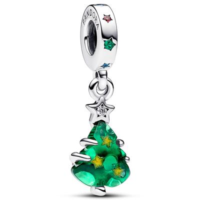 Pandora 792983C01 Hangbedel Sparkling Christmas Tree zilver-emaille-kleursteen meerkleurig
