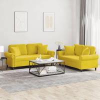 2-delige Loungeset met kussens fluweel geel - thumbnail