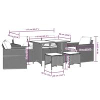 6-delige Loungeset met kussens poly rattan zwart - thumbnail