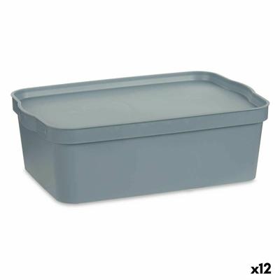 Opbergbak met Deksel Kipit Grijs Plastic 14 L (12 Stuks)