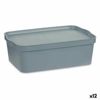 Opbergbak met Deksel Grijs Plastic 14 L 29,5 x 14,3 x 45 cm (12 Stuks) - thumbnail