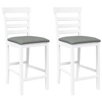 Barkrukken met kussens 2 st massief hout rubber wit - thumbnail