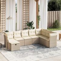 8-delige Loungeset met kussens poly rattan beige - thumbnail