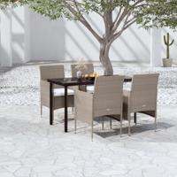 5-delige Tuinset met kussens beige en zwart - thumbnail