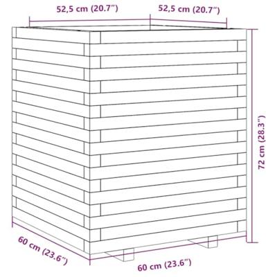 Plantenbak 60x60x72 cm massief grenenhout wit