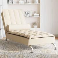 Massage chaise longue met bolster stof crèmekleurig - thumbnail