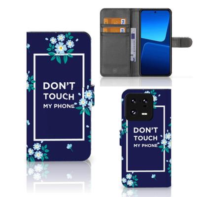 Xiaomi 13 Pro Portemonnee Hoesje Flowers Blue DTMP Xiaomi 13 Pro Portemonnee Hoesje Flowers Blue DTMP