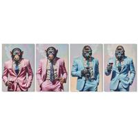 Schilderij Home ESPRIT Blauw Roze Coating 60 x 2,5 x 90 cm (4 Stuks) - thumbnail