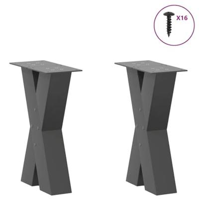 Salontafelpoten 2 st X-vormig 28x(42-43) cm staal antraciet