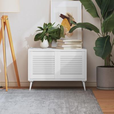 VidaXL Kastdeuren met lamellen 2 st 39,5x39,4 cm grenenhout wit VidaXL Kastdeuren met lamellen 2 st 39,5x39,4 cm grenenhout wit