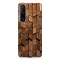 Bumper Hoesje voor Sony Xperia 1 V Wooden Cubes - thumbnail