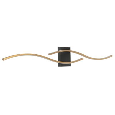 Highlight Design wandlampOnda zwart met messing golf - W3527.38