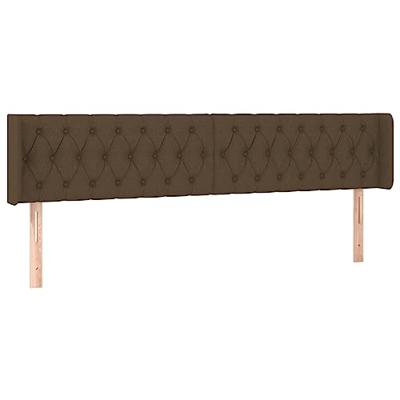 Hoofdbord met randen 203x16x78/88 cm stof donkerbruin