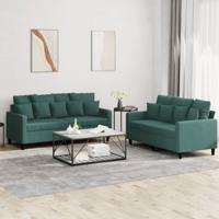 3-delige Loungeset met kussens fluweel donkergroen - thumbnail