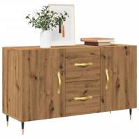 Dressoir 100x36x60 cm bewerkt hout artisanaal eikenkleurig - thumbnail