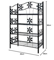 Metalen plantenrek met 4 legplanken mat zwart 60x30x90cm - thumbnail