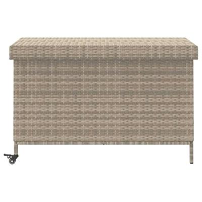 Tuinbox met wielen 110x55x73 cm poly rattan lichtgrijs Tuinbox met wielen 110x55x73 cm poly rattan lichtgrijs