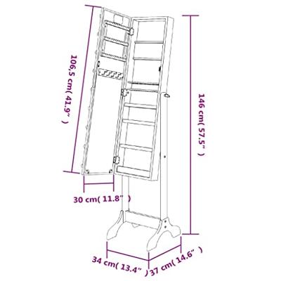 VidaXL Spiegel vrijstaand met led&apos;s 34x37x146 cm zwart