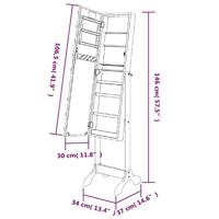 VidaXL Spiegel vrijstaand met led&apos;s 34x37x146 cm zwart - thumbnail