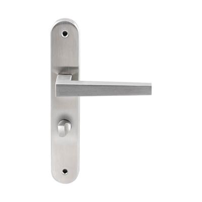 Hardbrass Deurkruk Seoul op ovaal langschild WC63/8mm - RVS Hardbrass Deurkruk Seoul op ovaal langschild WC63/8mm - RVS