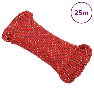 VidaXL Boottouw 5 mm 25 m polypropyleen rood VidaXL Boottouw 5 mm 25 m polypropyleen rood