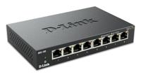 D-Link DGS-108 8-Port Layer2 Gigabit Switch (tot 1000 Mbps gegevensoverdracht per poort, non-blocking architectuur, zonder ventilator, metalen behuizing) zwart, 8 Ports - thumbnail