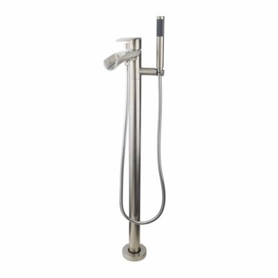 Vrijstaande Badmengkraan Eriu Waterval Geborsteld Staal Aqua Splash Vrijstaande Badmengkraan Eriu Waterval Geborsteld Staal Aqua Splash