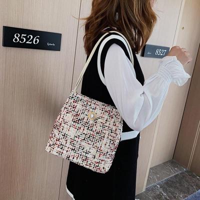 Wollen gebreide parel emmer één schoudertas dames handtas (kleur: zwart maat: OneSize) Wollen gebreide parel emmer één schoudertas dames handtas (kleur: zwart maat: OneSize)