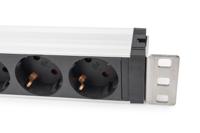 Digitus DN-95433 19 inch Stekkerdoos voor patchkast 1 HE Geaarde contactdoos Geschikt voor kastdiepte: vanaf 300 mm Aluminium, Aluminium (geëloxeerd), Zwart, - thumbnail