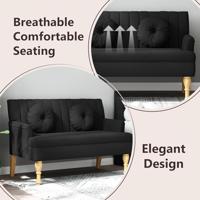 Bankje met kussens 113x64,5x75,5 cm stof zwart - thumbnail