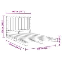 Bedframe met hoofdbord massief grenenhout wit 140x200 cm - thumbnail