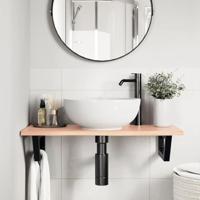 Badkamer wandschap staal en massief eikenhout - thumbnail