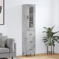 Hoge kast 34,5x34x180 cm bewerkt hout betongrijs - thumbnail