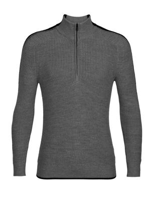 Icebreaker Lodge LS Half Zip Trui Heren Gritstone Heather/Black L