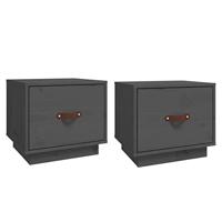 Nachtkastjes 2 st 40x34x35 cm massief grenenhout grijs - thumbnail