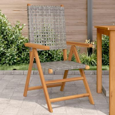 Tuinstoelen 2 st massief acaciahout en poly rattan grijs Tuinstoelen 2 st massief acaciahout en poly rattan grijs