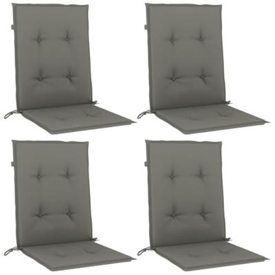 VidaXL Stoelkussens 4 st lage rug 100x50x4 cm stof donkergrijs