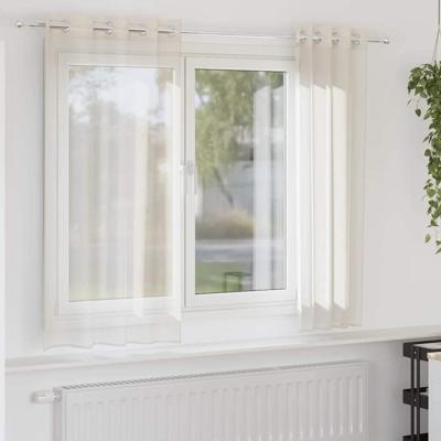 Gordijnen voile met doorvoertules 2 st 140x140 cm crmekleurig