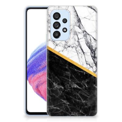 Samsung Galaxy A53 5G | TPU | Siliconen hoesje | Marmer Wit Zwart - Origineel Cadeau Man