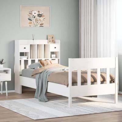 Bedframe zonder matras massief grenenhout wit 90x190 cm