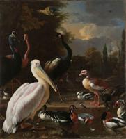 Melchior d&apos;Hondecoeter - Het drijvend veertje 90x100cm , Rijksmuseum, premium print, print op canvas, oude meester - thumbnail