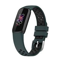 Fitbit Luxe - Siliconen sportbandje - Maat: Large - Donkergroen + zwart - thumbnail