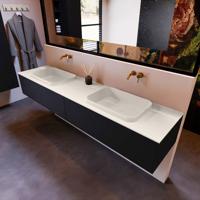 Badkamermeubelset Mondiaz Erin 200 cm met 2 Lades met RIDGE Wastafel Dubbel Linen Zonder Kraangaten Greeploos Mat Urban - thumbnail