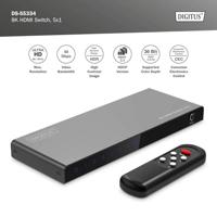Digitus DS-55334 HDMI-switch 1 + 5 poorten LED-weergave, Met afstandsbediening, Ultra HD-geschikt, Met metalen behuizing, Individueel schakelbaar, Met - thumbnail