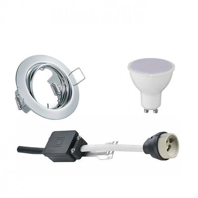 LED Spot Set Kantelbaar Rond - GU10 Fitting - Chroom - 6W 3000K Warm Wit