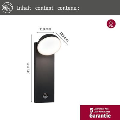 Paulmann Puka PIR 94739 Buitenlamp (wand) LED 8.5 W Antraciet