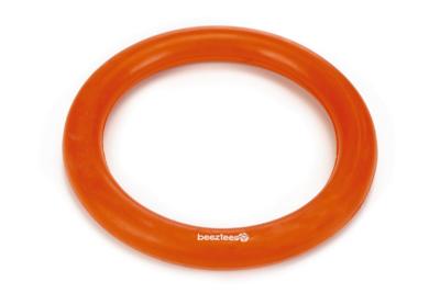 Rubber hondenspeeltje ring massief oranje 15 cm