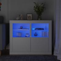Bijzetkastjes met LED-verlichting 2 st bewerkt hout wit - thumbnail