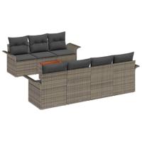 Tuinbankenset met kussen 8 pcs Grijs poly rattan - thumbnail