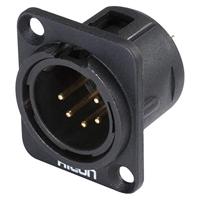 Hicon HI-X5DM-G XLR-connector Flensstekker, contacten recht Aantal polen: 5 Zwart 1 stuk(s) - thumbnail
